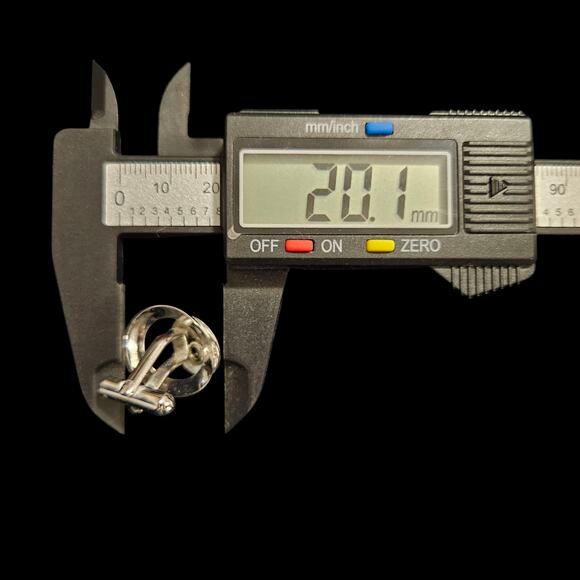 Vintage Silver Tone Cufflinks with Faux Pearl Center Circular Design 20mm - Picture 5 of 5